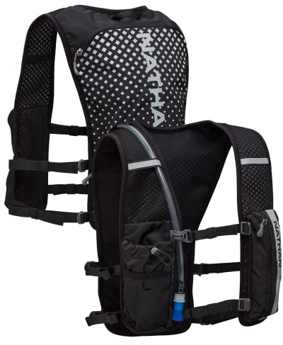 Nathan Hypernight QuickStart 2.0 4 Liter Hydration Pack w/ 1.5L Bladder, Reflective to Be Seen at Night, Front Water Bottle Pockets, Moisture Wicking, Unisex
