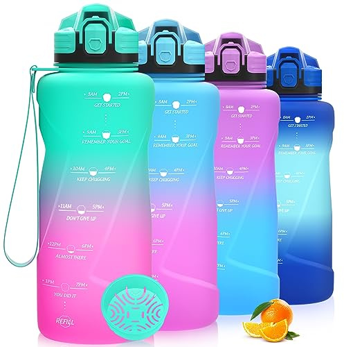 Niggeey Motivational Water Bottle with Time Marker, Sports Water Bottles 2l, 1.5l, 1l, 700ml, 500ml Kids Water Bottles, Leak Proof BPA Free Tritan Drink Bottle for School, Gym and Sport, Cycling