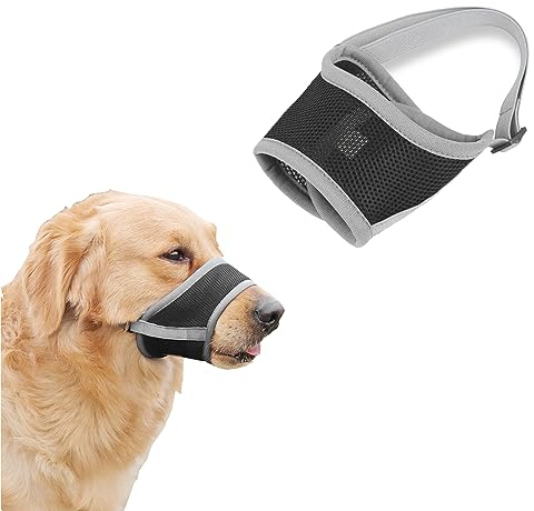 KOBOKO Maulkorb Mittlere Hunde, Weich und Bequem Maulkorb, Maulkörbe für Hunde, Atmungsaktiv Maulkörbe für Hunde, Giftköderschutz Hund, Maulkörbe für Hunde,Hunde Maulkorb (L, Grau
