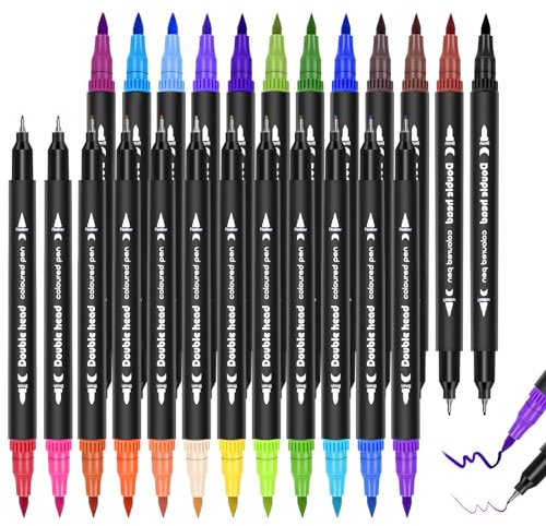 SEPVEL 24 Farben Filzstifte Set, Dual Tip Brush Marker mit Aquarellstifte für Bullet Journal,Kalligraphie stifte,Malstifte,Filzstifte Für Kinder und Erwachsene