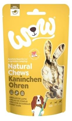 Wow Natürliche Snacks für Hunde, verschiedene Geschmacksrichtungen, Kaninchenohren