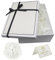 Geschenkbox mit Deckel, Geschenk box mit Schleife und Grußkarte, 25×18×8,8 cm Rechteck Geschenkkarton, Faltbare Geschenkschachtel für Geburtstag, Fest, Jahrestag, Hochzeit, Weihnachten (Weiß)