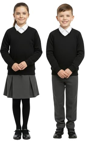 A2Z 4 Kids School Uniform Jumper - V Neck Jumper 356 Black 2 Pack 13-14