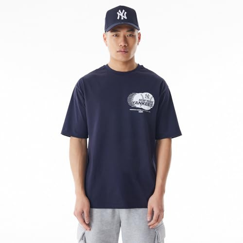 New Era T-Shirt de Baseball Unisexe surdimensionné New York Yankees Navy Whitete T-Shirt