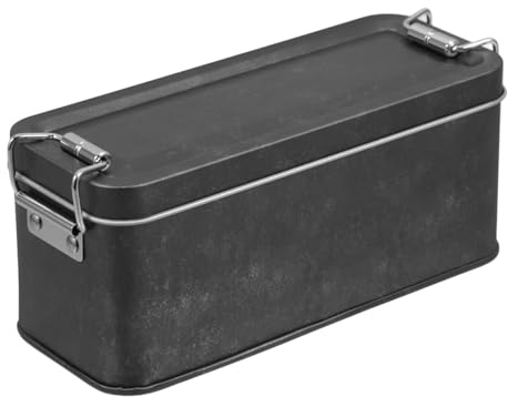 minkissy Tinplate Case with Lid 5.91X2.56X2.36 Inch Retro Storage Box Multi-Use Biscuit Container Sturdy Candy Case for Home Storage Wedding Favors