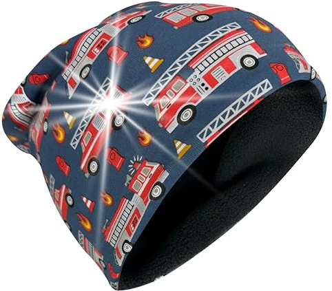 HECKBO 360° Reflektor Kinder Beanie Mütze - Vlies Stoff innen für Winter - Feuerwehr Firefighter
