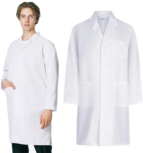 NHQZ Blouse de Laboratoire Blanche pour Femmes et Hommes, Blouse de Laboratoire de Chimie, Blouse de Médecin Unisexe Blouse de laboratoire Homme Blanche blouse Vêtements de travail et uniformes