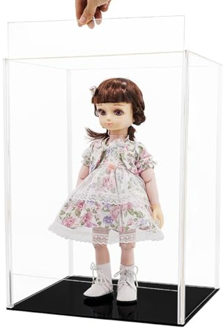 Tingacraft Acrylic Display Case Box: 37x30x51 cm Tall Perspex Showcase for 18 20 inch Collectibles Dolls 50cm, Assembly Required