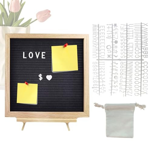 Lavagna Nera Con Lettere Nere | Pannello In Legno E Feltro Con Lettere | Bacheca Decorativa Con Messaggi Personalizzabili Per Scuole Ospedali Ristoranti E Pubblicità