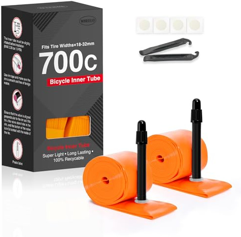 Hycline 2er-Pack TPU Fahrrad Schlauche: 700x18-32C (28 Zoll) Unisex Rennrad Ultraleichter Schlauch Presta-Ventil 45mm with 2 Reifenheber