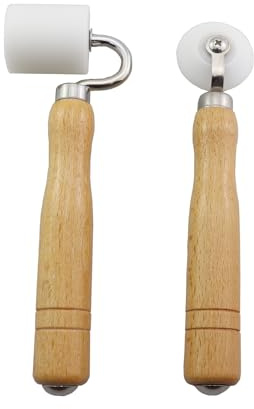 ZQIY 2PCS Wallpaper Smoothing Roller Wallpaper Home Decoration DIY Tools Shaded Corner Round Seam Roller Flat Roller Wooden Handle Handmade Special Repair For Flat and Corner Wallpaper Installation