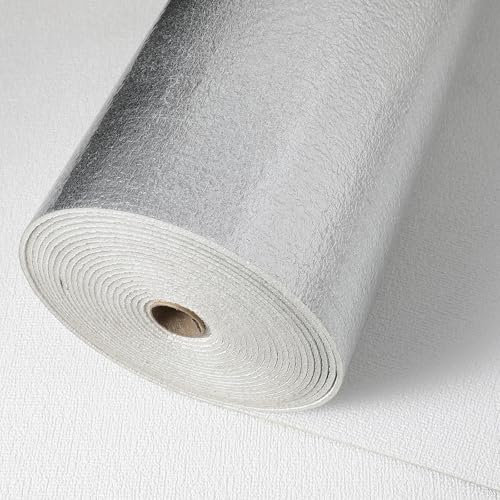Camiraft Self Adhesive Wallpaper 10M White Thermal Wallpaper -1 Roll=5m² Waterproof Soundproof Wall Paper 3mm Thick Wall Paper for Bathroom, Kitchen, Living Room Bedroom Ceilings 50CMx10M