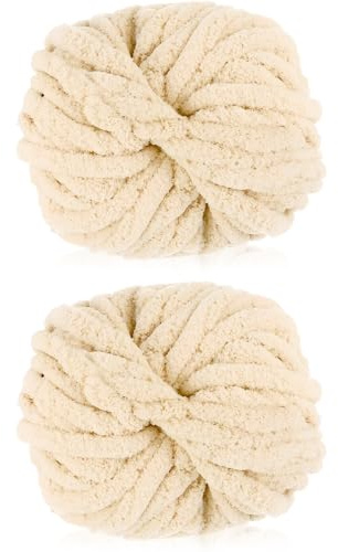 Cnwinu 500g(2*250g) Chenille Wolle zum Häkeln, Wolle Zum Stricken, Chunky Yarn für Armstricken, Strickwolle Dickes Garn, Super Soft Handstrickgarn, Chunky Garn für Taschen,Mützen,Schals,Puppen,Decken