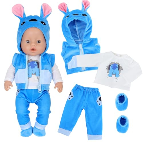 Lot de 4 vêtements de poupée pour poupée de 35,6 à 43,2 cm, tenues de poupée chien extraterrestre