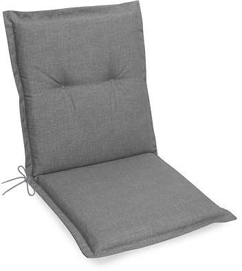 Gardissimo Niederlehnerauflage Premium grau, Gartenstuhlauflagen 100 x 50 x 8 cm, Polsterauflage UV-Lichtecht, Stuhlauflage, Sitzauflage, Bindebänder, Halteband
