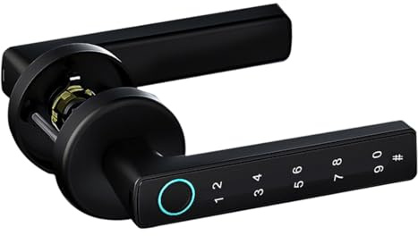 Fingeravtryck dörrlås 4-i-1 smart dörrhandtag med fingeravtryck/app/kod/nycklar elektroniskt knappsatslås för sovrum hem hotell kontor lägenhet