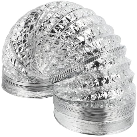 TOMETURE Conducto de Aire Flexible de Aluminio Doble Capa 2 Metros 120 Mm, Manguera Extensible para Ventilación Cocina y Secadora, Resistente y Térmico para Climatización