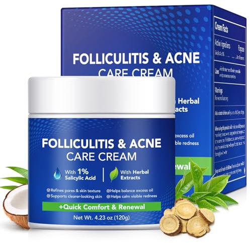Crema per la cura della pelle con acne, crema per la cura della pelle con follicolite, 120 g, formulata con l'1% di acido salicilico, pulisce i pori, migliora la consistenza della pelle