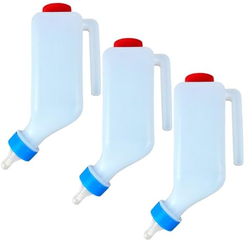 Paquet de 3 biberons de chèvre pour Nourrir Les bébés chèvres, biberon d'agneau 500 ML avec tétine Souple et échelle Transparente, mangeoire à Lait Mains Libres pour agneaux, cochons, Petits ANI