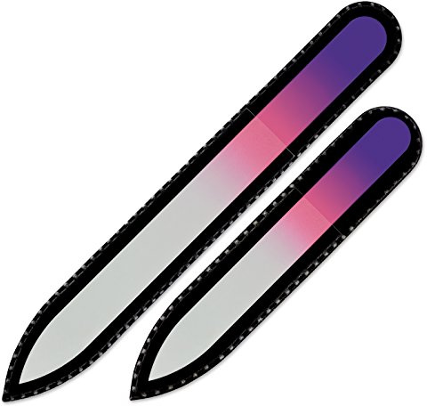 Mont Bleu Conjunto de 2 limas de uñas de cristal de color en estuche de negro - vidrio templado checo auténtico - Fabricado a mano en la República Checa