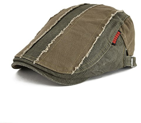 VOBOOM 100% Cotton Distressed Ivy Newsboy Caps Cabbie Gatsby Hat (Army Green)