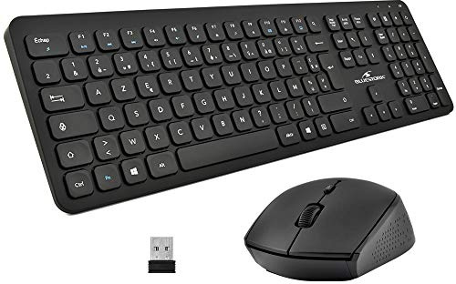 Bluestork - Pack Easy Slim Clavier et Souris sans Fil - Wireless 2,4 Ghz - Clics Silencieux - Design Ultra Slim - Ergonomique - AZERTY (Black)