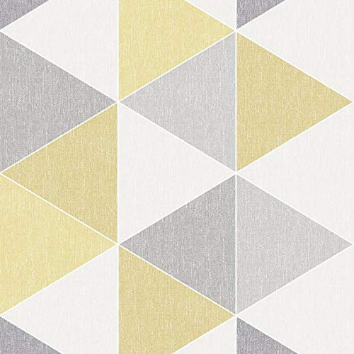 Arthouse Linen Triangles Yellow and Grey 903704