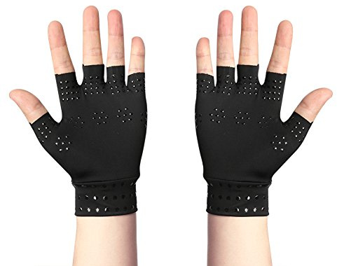 Betued Guantes Magnéticos Antiedema, Compresión para Artritis y Edema, Diseño Unisex, Negro, Talla M