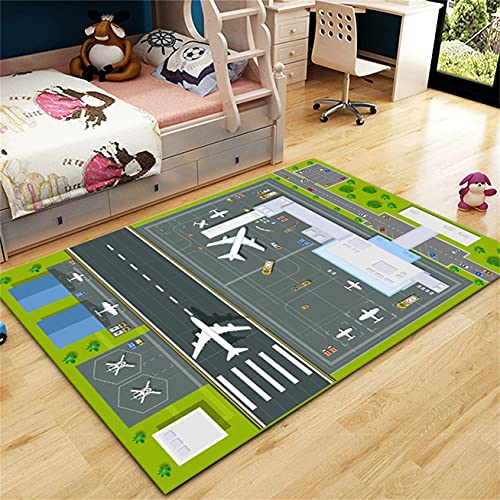 Kids Carpet Non-slip Game Car Plane Train Universe Rocket Children's Play Mats, Bedside Carpets Living Room Carpets Bathroom Mats Door Mats Rug Pads Area Rugs Gaming (Aircraft,80 x 120 cm)