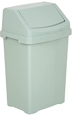 M1SS 8L/25L/50L Litre Plastic Swing Bin Waste Recycle Dustbins Kitchen, Bathroom Rubbish Trash Refused Bins (Silver Sage, 50 Litre)