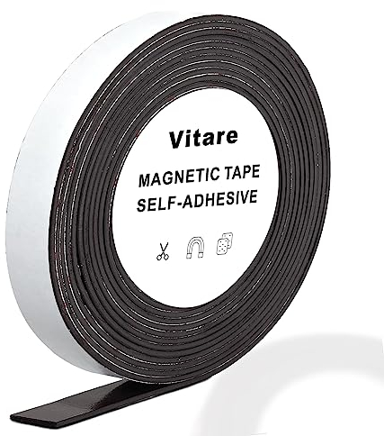 Vitare Magnetic Tape, Magnetic Strips Self Adhesive, Super Strong & Self Adhesive Magnet, Magnet Roll Suitable for DIY, 10mm×2.0mm×3m