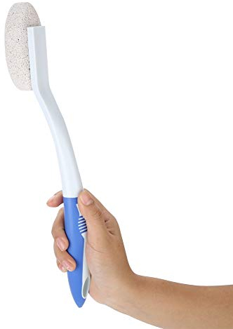 Bimsstein mit Langem Griff, Fußfeile, Hornhautentferner, Fußschrubber, Fußbürste mit Natürlichem Schrubben, Bimsstein-Fußmassagereiniger, Pediküre-Werkzeugfeile, Peeling Zum