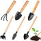 Bohrma 6 PCS Mini Gartenwerkzeug Set Mini Pflanze Gartengeräte Gartenschaufel Klein Gartengeräte Set Gartengeräte Set Mini Holzgriff Handheld Mini Schaufel Spaten Rechen Gartenset Werkzeug für Bonsai