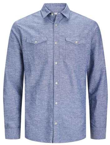 Jcosheridan Linen Blend T-Shirt LS, Bleu Jeans Clair, M