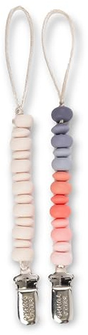 Bella Tunno Pacifier Clip Set – Soft Silicone Pacifier Clip for Infant and Baby Pacifier, Convenient and Lightweight, Non-Toxic and BPA Free Silicone (Soft Girl)
