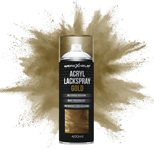 WerkXheld Sprühlack 400ml - Hochwertiges Lackspray Gold, Vielseitig anwendbar auf Holz, Metall & Textil, Langlebiger Acryllack Spray