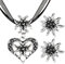 3 Stück Trachtenschmuck Set, Bayerisch Dirndlschmuck Trachtenkette Schmuck, Trachten Herz Anhänger und Strass Edelweiß Ohrstecker für Damen Oktoberfest Dirndl und Lederhose Accessoires(Schwarz)