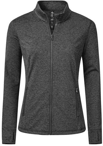 MoFiz Giacca Sportiva Donna Giacca Leggera Felpa da Corsa in Micropile Giacca da Escursionismo con Cerniera Grigio-B S