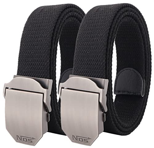 YunYunStrap Gürtel für Herren Übergröße 180 cm groß und hoch, schwerer Canvas Baumwolle Webgürtel mit automatischer Metallschnalle, 2er-Pack