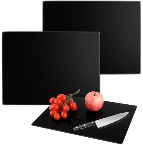Oungy 3 tablas de cortar de cristal 40 x 30 cm, tabla de cortar de cristal templado, tabla de cortar de cristal con patas de silicona antideslizantes, como tabla de cocina, base de corte y bandeja