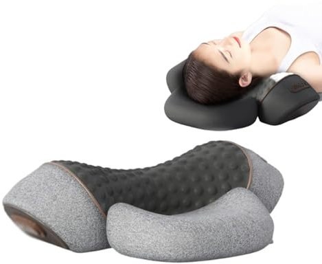 IRCKONCI Cuscino in memory foam, massaggiatore 3 in 1 per collo, spalle, aiuto per il sonno, facilmente corregge la gobba del collo, cuscino massaggiante per impastare i tessuti più profondi, per