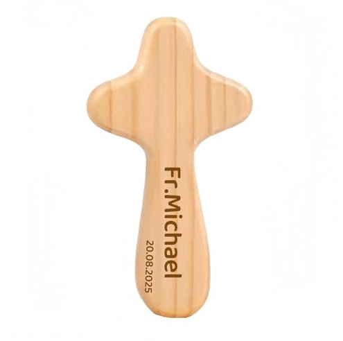 Croce Decorativa Personalizzata Per La Preghiera, Croce In Legno D'ulivo Naturale, Ornamento Personalizzato A Forma Di Croce Da Tenere In Mano, Regalo Di Benedizione Battesimale(3.94x2.36 inch)