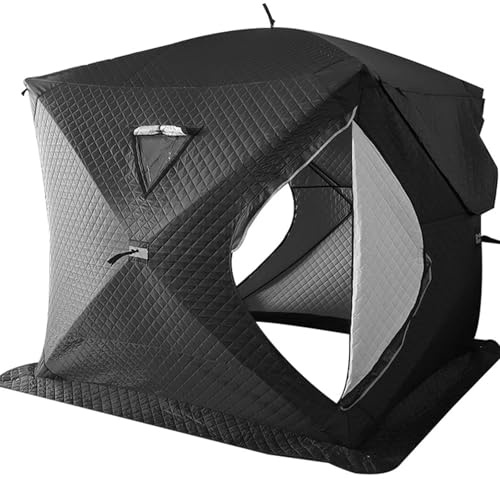 Outdoor-Saunazelt für 4 Personen: isoliertes Allwetter-Angelzelt mit Schornstein, stabiles Design, einfacher Aufbau. Ideal für Camping und Schneefischen in kalten Umgebungen.