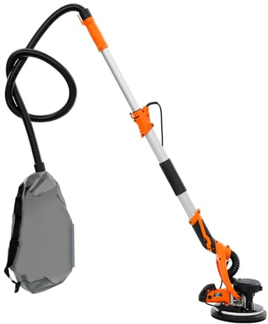 Ponceuse électrique pour cloisons sèches 750 W avec aspiration de poussière, 1800 tr/min et 6 niveaux, ponceuse murale et girafe de ponçage réglable de 1,2 à 2,2 m, avec 6 feuilles abrasives et sac à