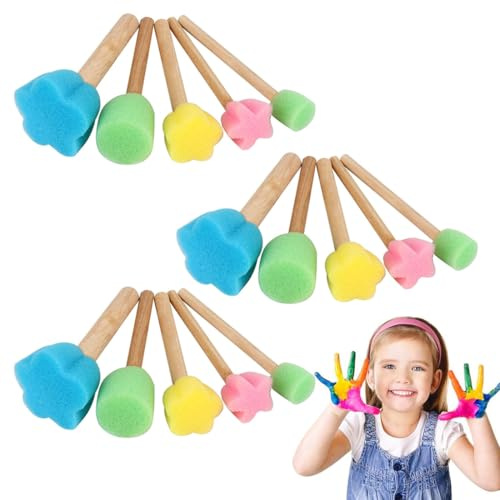 UIEXAY 15 Pinceles De Esponja Para Pintura Infantil, Juego De Pinceles De Espuma, Esponjas, Pinceles De Espuma, Pinceles De Espuma, Pinceles Para Pintar Para Manualidades, Herramientas De Cerám