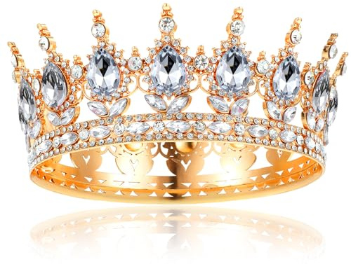 1 styck krona dam prinsessa tiara kristall tiara prinsessa kristall strass pannband bröllop tiaror kronor glittrande brud diadem hårsmycke krona för tårta fest festtåg bröllopsfest, vit
