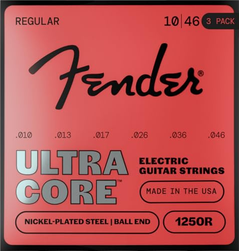 1250 Ultracore Guitar Strings, Nickel Plated Steel, Ball End, 1250R Gauges .010-.046, (6) 3-Pack