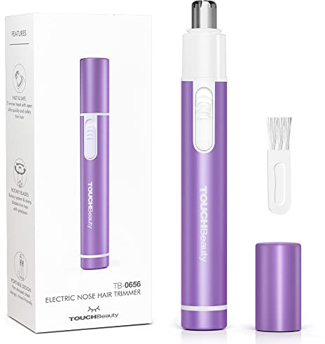 TOUCHBeauty Nose Hair Trimmer for Women,Portable Electric Nose Ear Hair Trimmer,Personal Groomer Hair Removal,Mini Size,Battery Powered,Purple