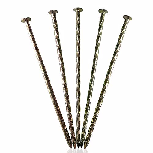 MAOMBO 70 unidades de estacas de paisaje de 6 pulgadas, clavos de metal galvanizado en espiral, clavos de jardín para césped artificial, bordes de pavimento, barrera de hierbas, carpintería y más