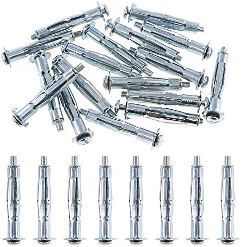 M4 x 38 Hohlraum-Metalldubel Metall Hohlraumdübel (Packung mit 10 Stuck) Dubel mit Schraube zum Befestigen von Gipskarton, Bildern, Rigips, Gardinenschienen in Plattenbaustoffen (38mm) M4x38